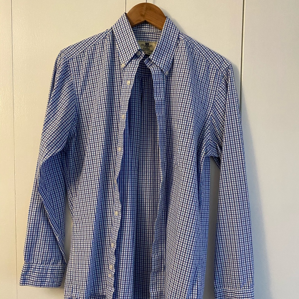 Men’s blue check dress shirt
